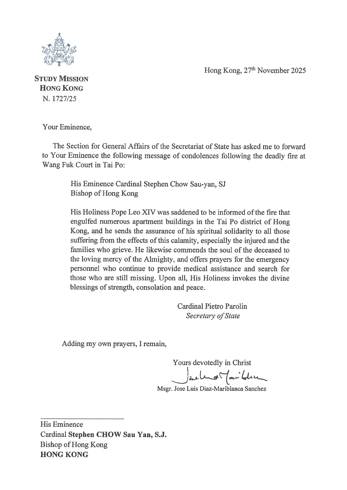 本頁圖片/檔案 - POPE LEO LETTER 27NOV